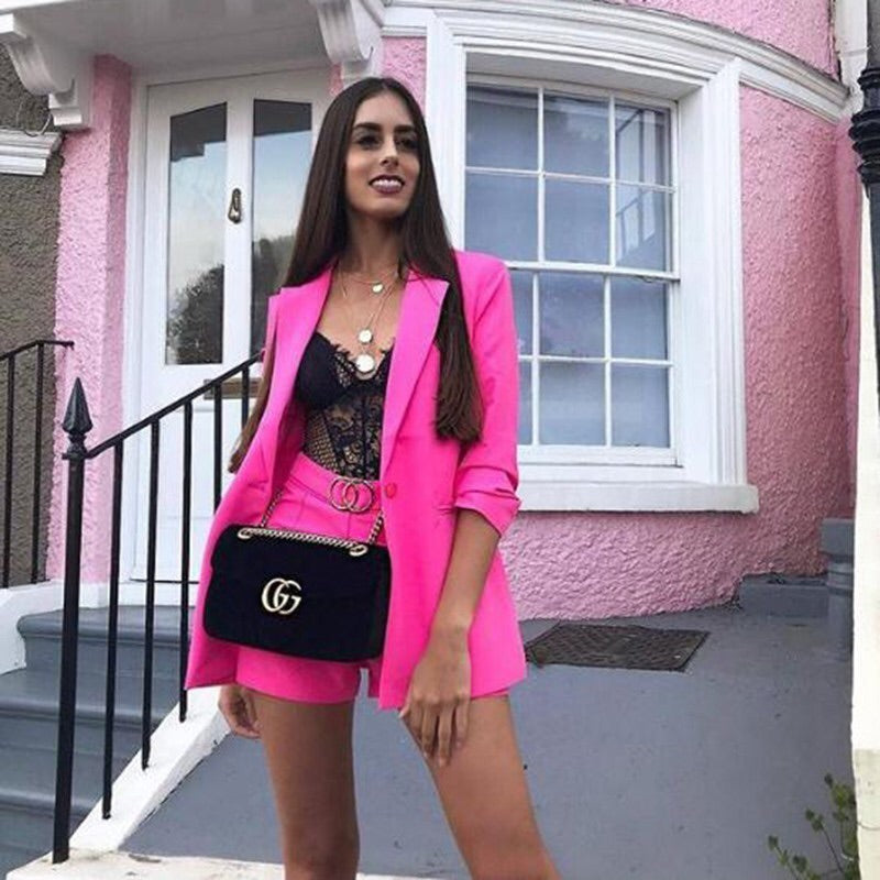 Official New Long Sleeve Two Piece Set Top And Shorts Summer Clothes For Women 2019 Nightclub 2 Piece Set Women Set Outfits Suit