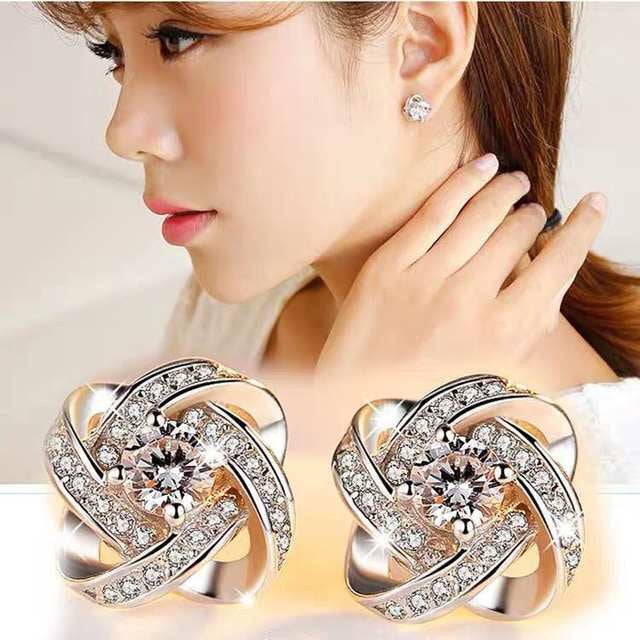925 Sterling Silver Zircon Clover Flower Necklace