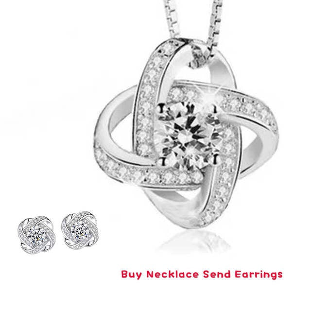 925 Sterling Silver Zircon Clover Flower Necklace